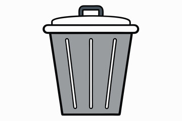 Garbage container icon, simple and unobtrusive Trash Bin dust bin vector silhouette illustration isolated in white background.