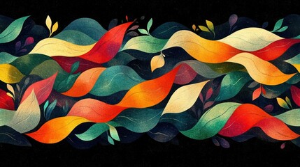 Vibrant Autumn Leaves Abstract Art