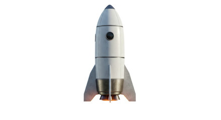 Isolated Retro Rocket Ship with Flames © Florin