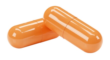 Isolated Pair of Orange Capsule Pills