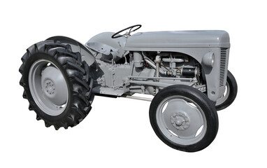 Obraz premium Big grey wintage tractor isolated on white