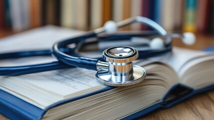 Stethoscope on Open Book in Library