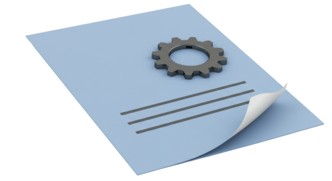 Isolated Documents with Gear on Top for Technical Project