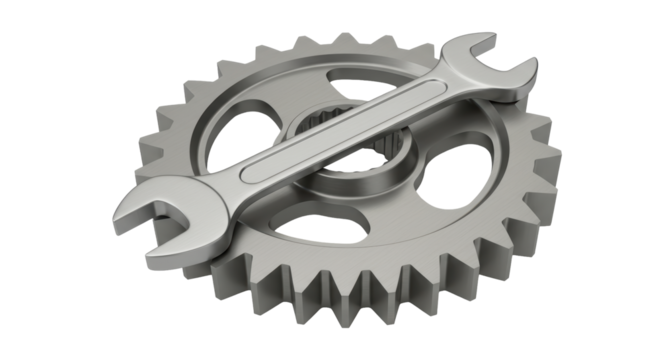 Isolated Wrench on Gear Wheel for Repair Services