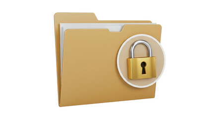 Isolated Secured Folder with Padlock Symbol for Data Protection