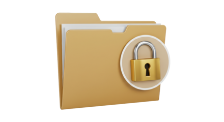 Isolated Secured Folder with Padlock Symbol for Data Protection