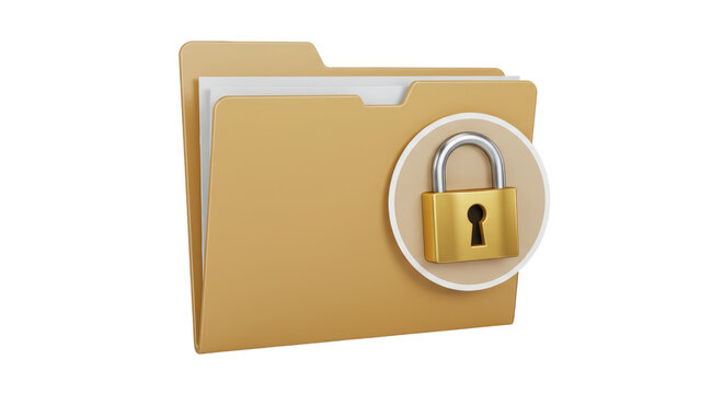 Isolated Secured Folder with Padlock Symbol for Data Protection