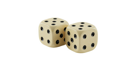 Isolated Pair of Ivory Dice Showing Different Numbers