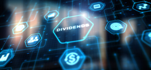 Obraz premium Dividends on virtual screen. Return on Investment Finance concept