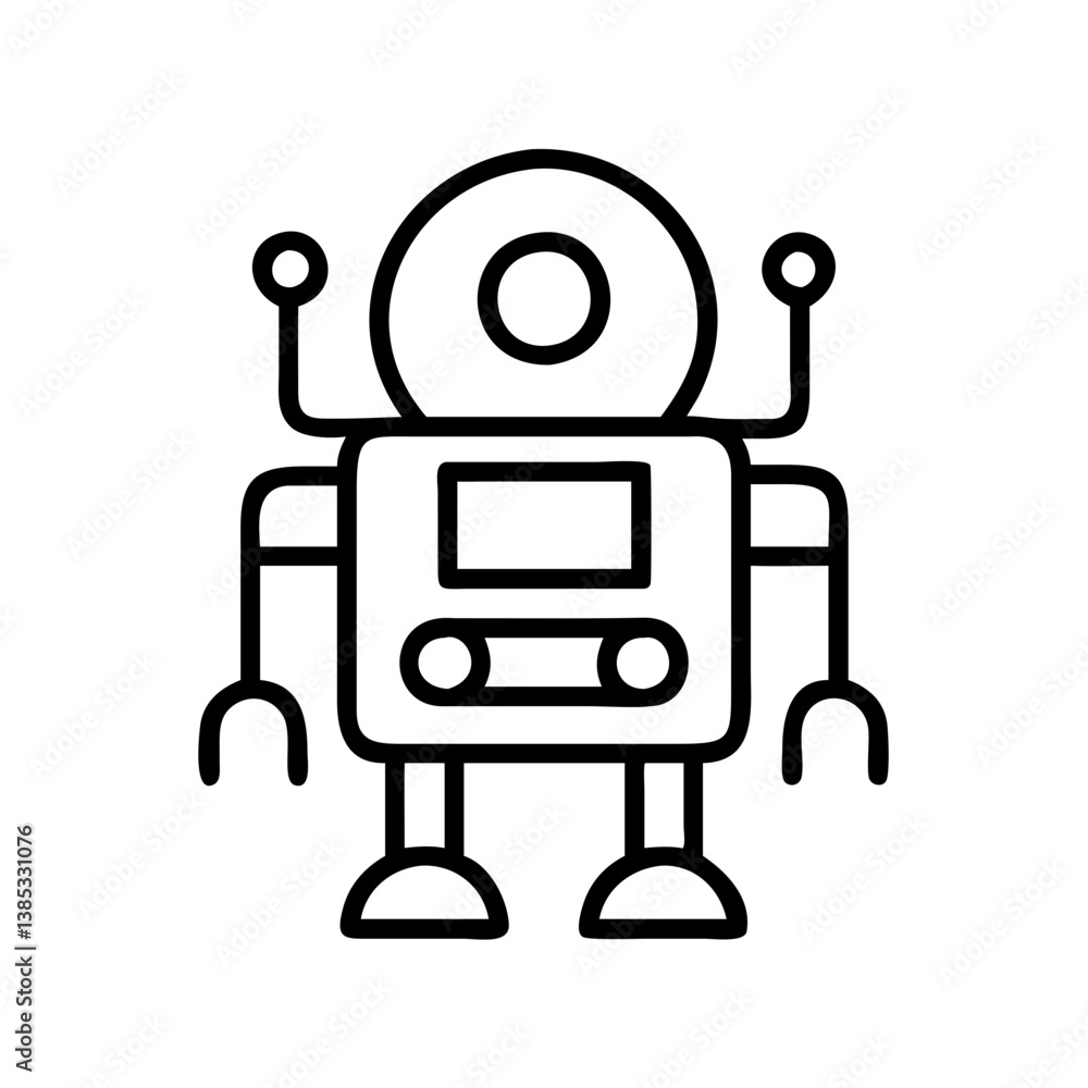 Poster cute robot vector illustration for technology and ai related designs and educational resources vecto