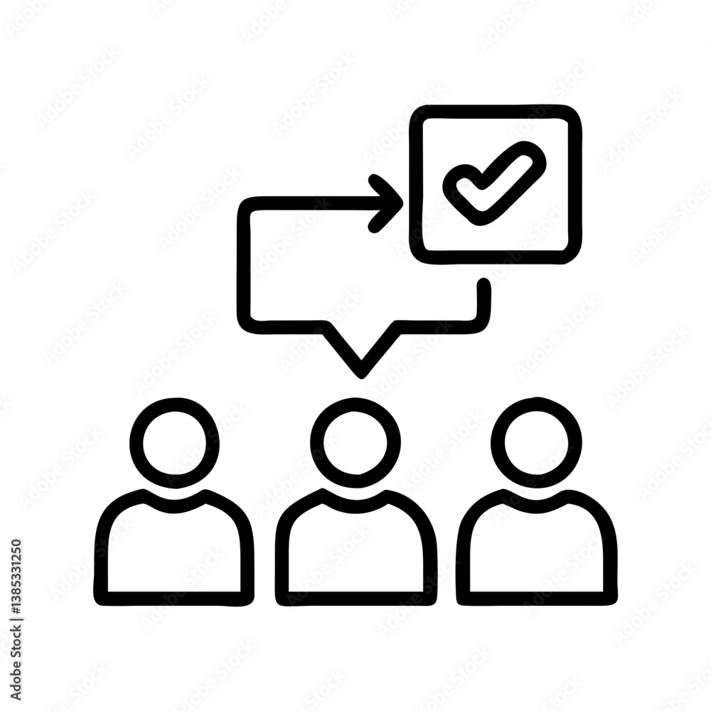 Poster teamwork collaboration checklist approval process vector icon for business project management and ta