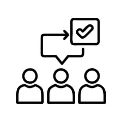 Teamwork collaboration checklist approval process vector icon for business project management and task completion