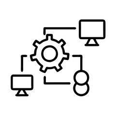 Network configuration management icon for system administration and automation process flow diagram design