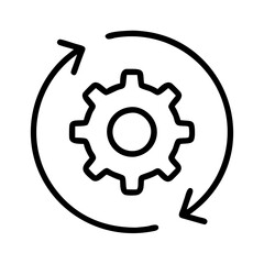 Gear process icon vector illustration for automation workflow and engineering project management design