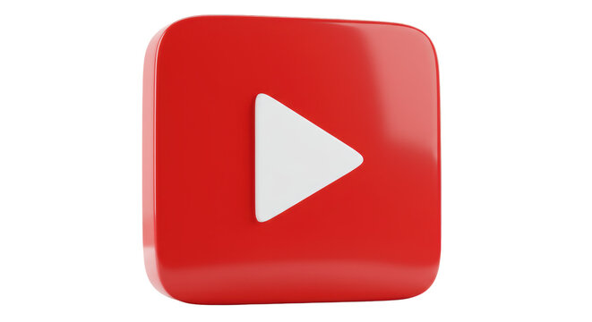 Isolated Glossy Red Play Button for Social Media