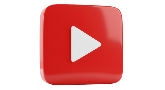 Isolated Glossy Red Play Button for Social Media