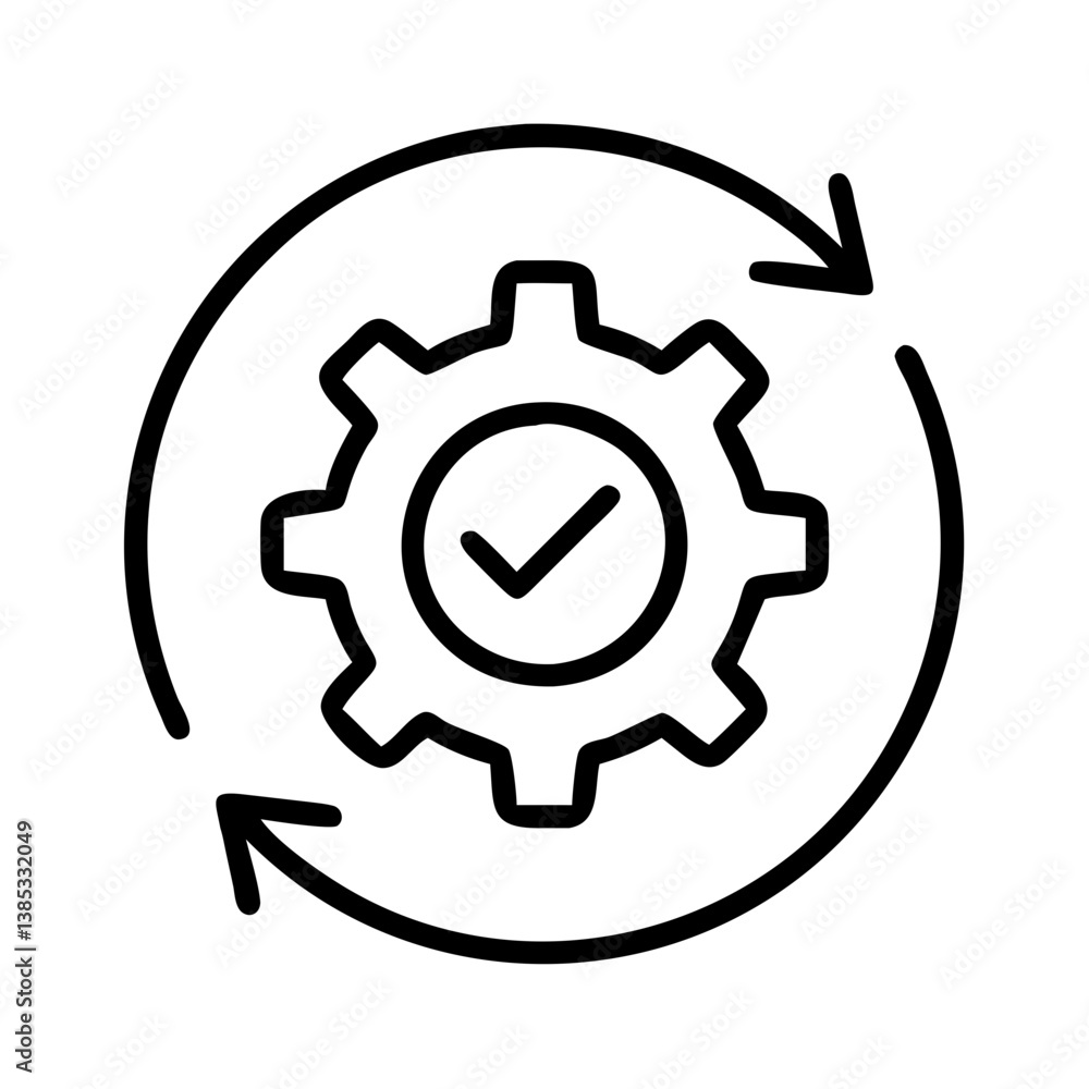 Poster gear process automation icon vector illustration for workflow optimization and system configuration 