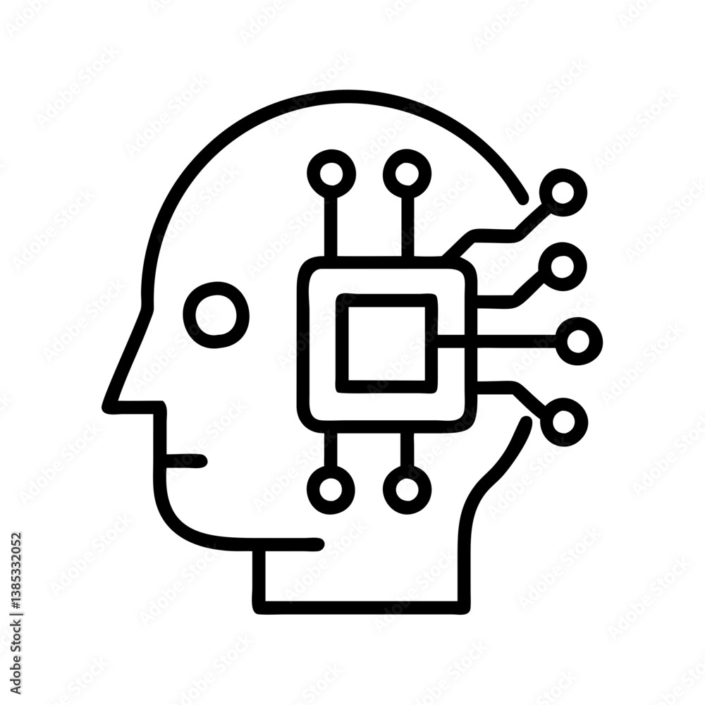 Poster artificial intelligence ai brain technology mind machine learning neural network concept design vect