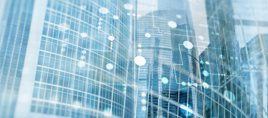 Fototapeta premium Universal financial background. Line and dots. Futuristic digital background for Business technology