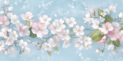 Fototapeta premium Beautiful floral branches with delicate pink and white blossoms