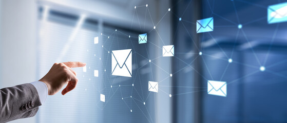 Email connections digital concept. Sending and receiving emails