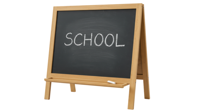 Isolated Chalkboard Easel with the Word School - Powered by Adobe