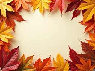 Fototapeta premium frame made of various autumn leaves