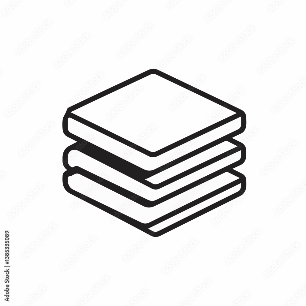 Poster stacked documents outline show structure isolated white background