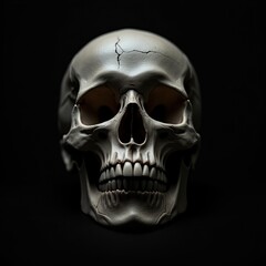 Fototapeta premium Close-up of human skull on black background