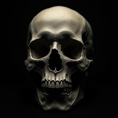 Fototapeta premium Close-up of human skull on black background