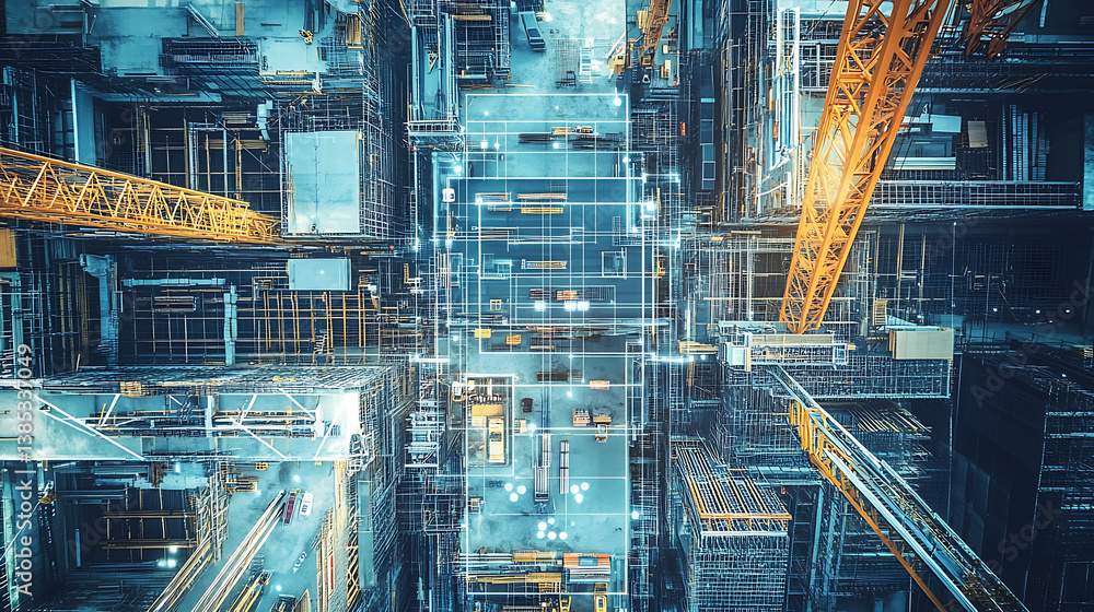 Poster an ai powered system automating construction site management by analyzing real time project data, eq