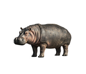 Naklejka premium Realistic hippo walking, African wildlife isolated on transparent background