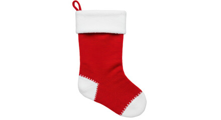 Isolated Classic Red Christmas Stocking with White Trim