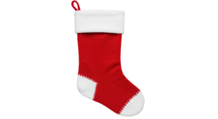 Isolated Classic Red Christmas Stocking with White Trim