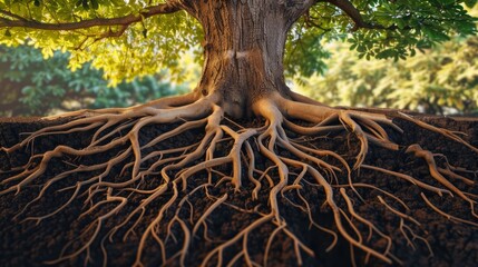 Solid oak tree  a symbol of integrity, strength, and ethical foundations in growth and development