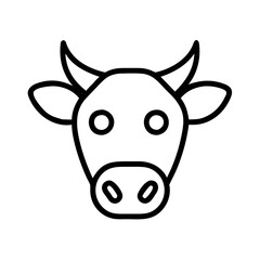Cow face head outline vector illustration farm animal graphic dairy cattle drawing simple minimalist design icon logo 