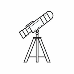 Telescope instrument views stars using tripod stand observing sky object