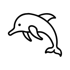Dolphin outline vector drawing for logo design and ocean life illustration, sea animal graphic design icon