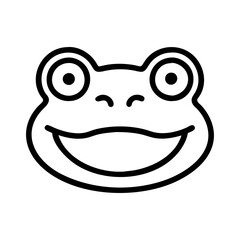 Frog face vector illustration, cartoon frog head, amphibian graphic, cute froggy, smiling frog icon design