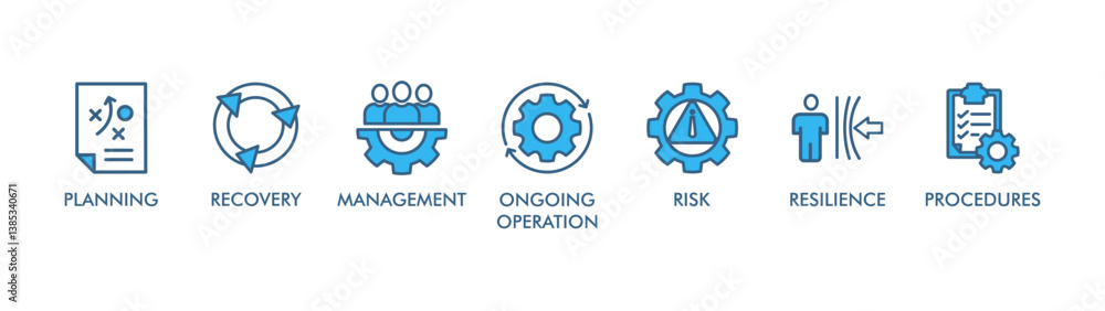 Poster business continuity plan banner web icon vector illustration concept for creating a system of preven