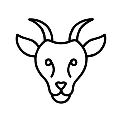 Goat head outline vector illustration, farm animal drawing, livestock icon, horned mammal, simple design