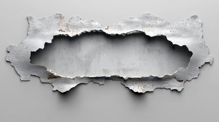 Torn white paper hole, gray background,  design template