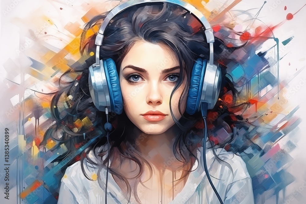 Poster exploring the impact of music on individuals with a subtle background and soft color palette