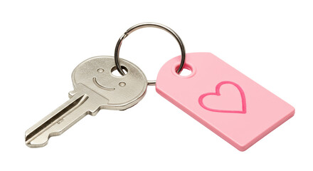 Isolated Key with Heart Tag for Love