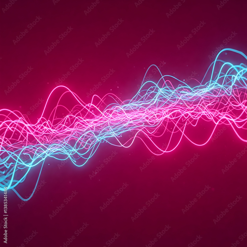 Poster neon energy waves: dynamic and vibrant abstract neon energy waves pulse with electric energy, creati