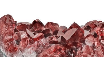 dark large red crystals of ruby on white background