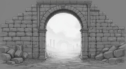 Ancient Stone Archway Leading to an Unknown Land
