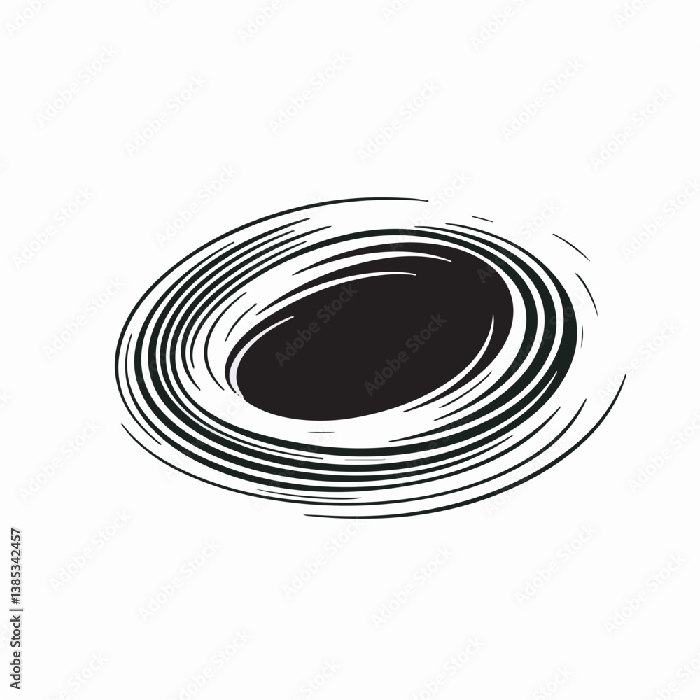 Poster Swirling vortex lines create dynamic tunnel monochrome design