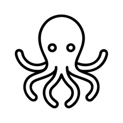 Octopus vector drawing illustration of sea animal with tentacles and cute eyes line art graphic design 