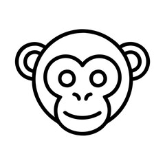 Monkey face vector illustration, cute monkey head drawing, animal icon, primate outline, zoo animal design